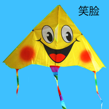 儿童卡通风筝 微风易飞佩奇带线三角风筝初学多尾 笑脸 100米线板