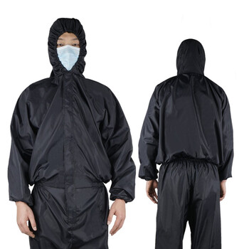 大杨778防尘服劳保工作服 黑色连体 XL码喷漆喷洒农药连帽防护服