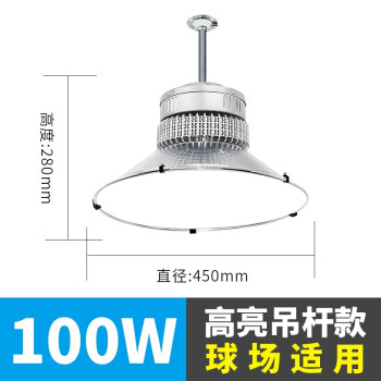 誉翊 led防眩目照明灯 室内体育场馆吊灯篮球场羽毛球馆灯画室灯 100W 吊杆款配0.5米杆子+吸顶盘