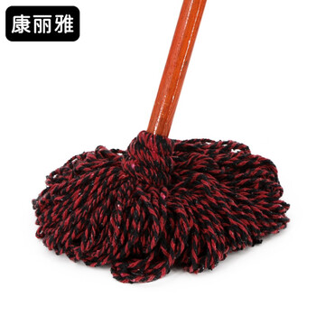 康丽雅 K-0040 老式木柄圆头拖把 物业保洁吸水棉线墩布尘推 红棉线