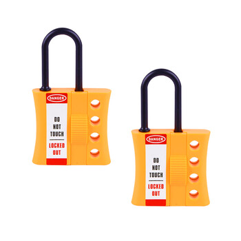 BOZZYS BD-K46 工业安全4孔绝缘搭扣锁尼龙塑料3/6MM锁钩扩锁器安全锁具 锁梁直径6MM