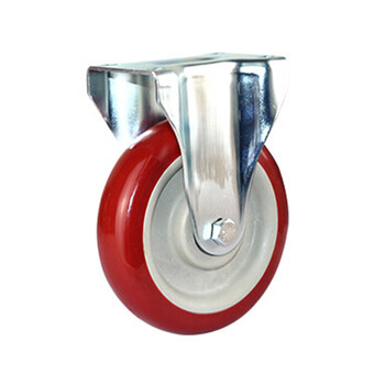 海斯迪克 中型聚氨酯定向轮 工业pu轮枣红色手推车板车脚轮 3寸定向轮（3个起售）