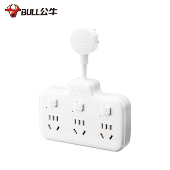 公牛（BULL）柔性转换插头/品字形一转六插座/无线转换/电源转换器 适用于卧室、厨房 6位分控开关 GN-97333