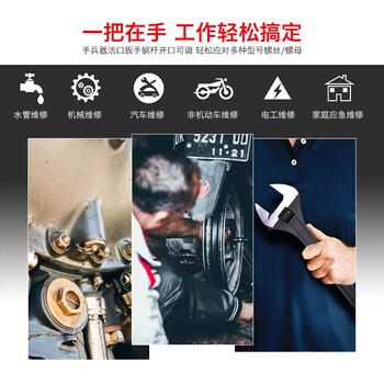 罗宾汉（RUBICON）铬钒钢带刻度活动扳手RAP-004 发黑光柄 4英寸100mm 大开口17mm