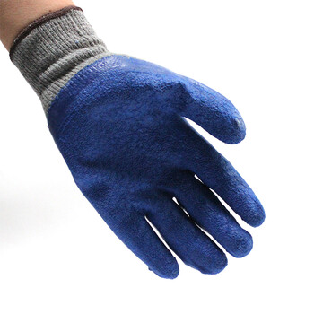 君御 7112纱线皱纹挂胶手套（灰纱蓝）12副/打*1打