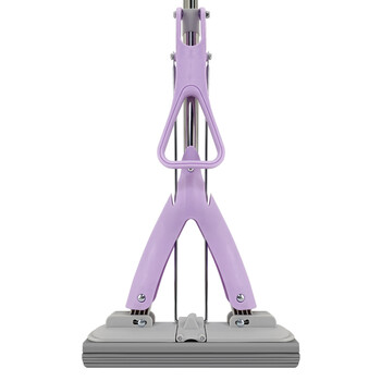 益美得 TTB050 对折挤水胶棉拖把懒人地拖可替换头免手洗拖把 紫色27cm