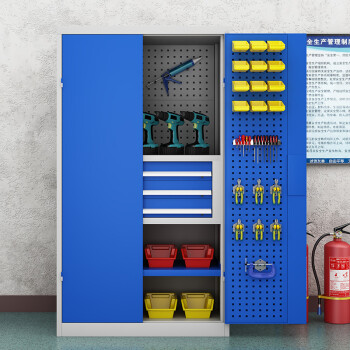 知旦603624工具柜车间五金铁皮柜储物柜三抽通门带挂板