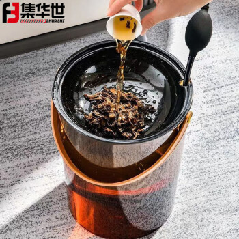 集华世 茶渣分离过滤排水垃圾桶废水桶【圆形中号精谧蓝】JHS-0144