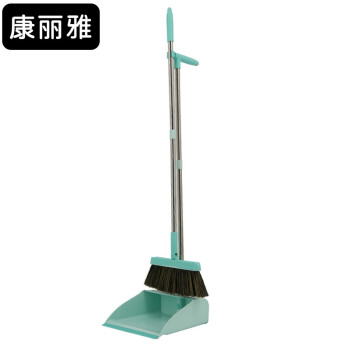 康丽雅 K-0339 不锈钢扫把簸箕套装 商用办公室学校物业软毛扫帚梳齿款套扫 蓝色