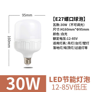 誉翊 LED节能灯泡 低压12-85V室内球泡E27螺口客厅卧室照明灯E27螺口 低压高富帅款 30W 白光