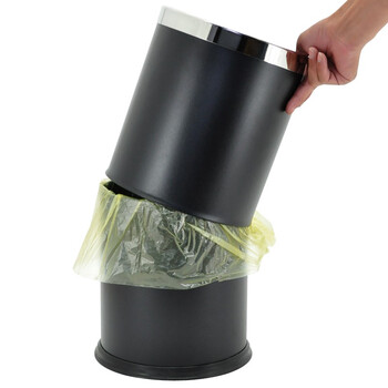 兰诗 CY136 圆形客房垃圾桶 酒店果皮桶铁烤漆房间桶可定制 黑桃木纹10L