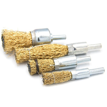 冰禹 BY-7079 不锈钢带柄笔型除锈钢丝刷子 电钻刷头打磨头 抛光清洁钢丝刷（10个） 直径10笔刷