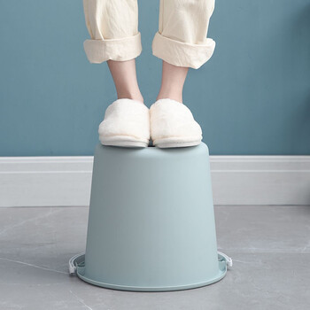 庄太太 浅蓝 宿舍学生洗浴三件套水桶洗脸盆面盆水瓢勺套装塑料加厚水桶