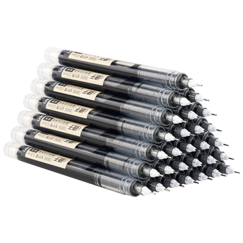 得力(deli)速干直液笔签字笔 0.5mm全针管学生中性笔 商务办公水笔走珠笔会议笔 黑色 30支/盒33788 开学文具