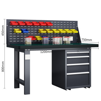 天旦重型工作台TD-T1169车间生产物料检测台1.2米四抽柜带挂板灰色