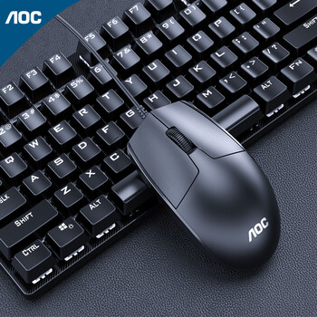 AOC GK410+MS100机械键盘鼠标套装 有线键鼠套装 游戏办公 电脑笔记本键盘  全尺寸 黑色 青轴