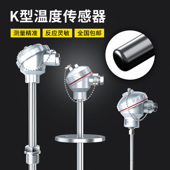 匡建仪表PT-100热电阻温度计 高精度铠装K型热电偶 wzp-130/230温度计传感器 直径6mm插深100mm【螺纹安装】