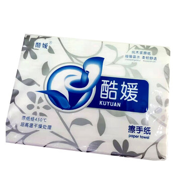 酷媛 双层擦手纸  原生木浆 230mm*215mm 200张/包*20包*46克/箱 单箱