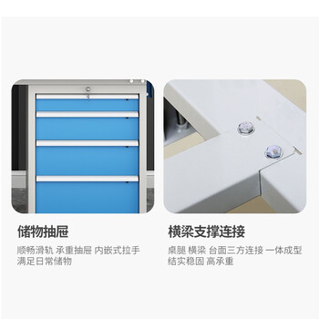 知旦防静电工作台ZD7455打包桌装配台四抽柜双挂板带棚板灯架1.5米