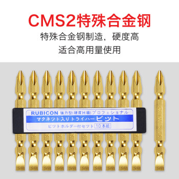 罗宾汉（RUBICON）双头电钻批头十字一字套装GW-11电动螺丝刀 强磁风批头 75mm 10支