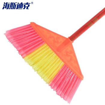 海斯迪克 HKQS-102 开丝硬毛塑料扫把 双龙开丝扫把头(配木杆)34cm毛宽