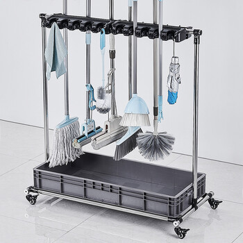 益美得 WY3021 可移动拖把架墩布架挂架复合管不锈钢架子 20挂位24钩