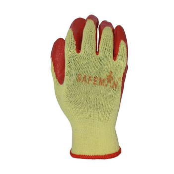 君御 Exsafety  7113纱线皱纹挂胶手套针织袖口罗口均码劳保通用手套 黄沙红（12副起订）