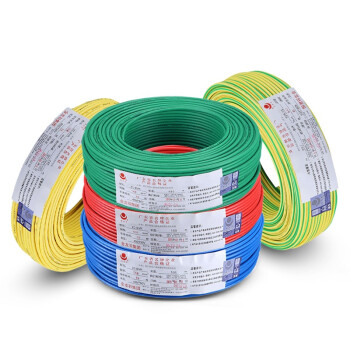 金龙羽 国标铜芯电线电缆单芯单股硬线阻燃ZC-BV6平方电线100米/卷 黄绿双色
