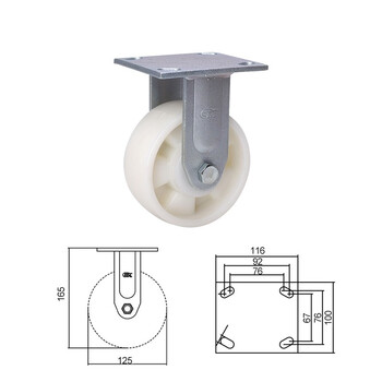 安赛瑞 定向脚轮 5英寸重型尼龙轮 承重400KG滑轮滚轮轱辘 易得力企业可定制 16238