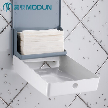 莫顿（MODUN）挂壁式防水手纸箱 擦手纸盒免打孔纸巾盒 M-5821 ABS白色+免钉螺丝贴