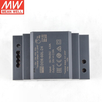 明纬 MEANWELL DDR-60L-24导轨型DC-DC转换器超薄18-75V输入(60W左右)24V2.5A输出