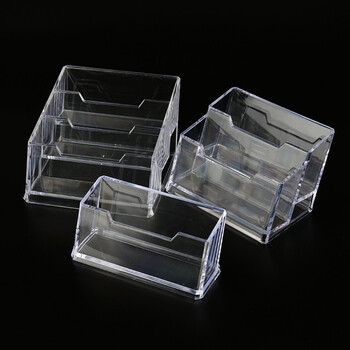 海斯迪克 HKZL-26 亚克力名片收纳盒子 名片座 透明名片架 展会创意精品名片盒 双格