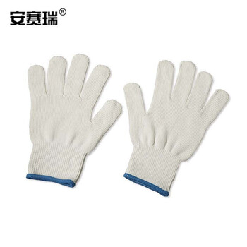 安赛瑞 棉纱手套 工地车间仓库搬运耐磨劳保防护纱线手套 白色 均码 12双装 39698