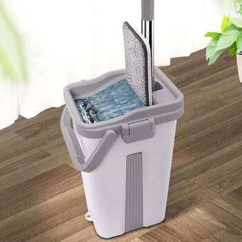 庄太太【宝石蓝】平板拖把刮乐懒人拖把加粗杆桶拖一体免手洗拖把