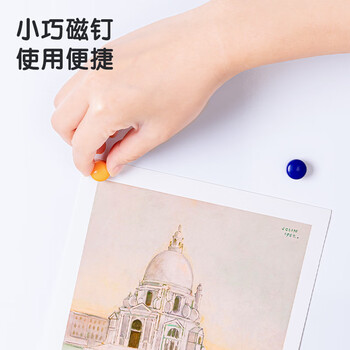 得力12支/卡彩色球面磁钉 冰箱贴白板配件圆形磁粒小磁扣强磁磁铁吸铁石扣磁钉教学办公用儿童教师7823