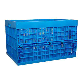 元汗K800-500便携折叠式塑料周转框大号183升 蓝色 长方形镂空运输筐蔬果整理框 定制