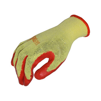 君御 Exsafety  7113纱线皱纹挂胶手套针织袖口罗口均码劳保通用手套 黄沙红（12副起订）