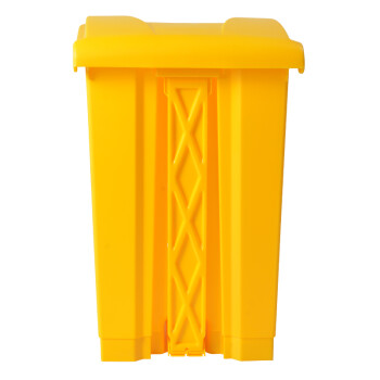 舒蔻（Supercloud）公共商用物业餐厅厨房室内翻盖方形脚踏式大号垃圾桶脚踩带盖户外垃圾箱 黄色87L