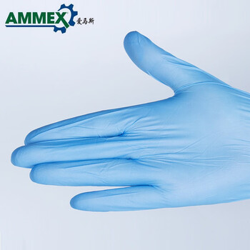 爱马斯（AMMEX）APFNCMD一次性丁腈检查手套标准型无粉麻面  定做蓝色大号1盒/100只