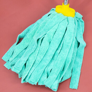 海斯迪克 HKLY-24 毛巾布拖把 不锈钢长杆 工厂吸水拖布 保洁工具  墩布吸水 绿色1个