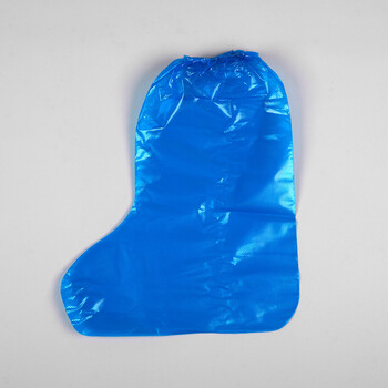 者也（ZYE）长筒鞋套一次性加厚防护防滑耐磨脚套雨天防水防尘高筒塑料鞋套 蓝色 1双