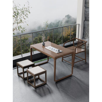 果漫新中式阳台茶桌椅组合实木禅意功夫茶台现代简约家用小户型小茶几