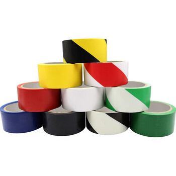 者也 黑黄斑马线警戒彩色5S定位划线标示贴地板胶带地面通道警示贴胶带4.8CM*18M黑黄