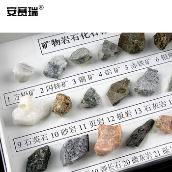 安赛瑞 矿物岩石标本（24种）科学地理配套石头矿石 科普展示教学仪器教具 初高中实验器材 601364