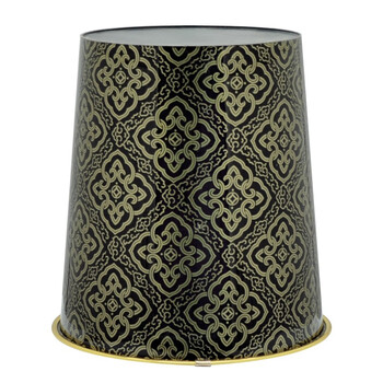 益美得 FW-1022 黑色印花垃圾桶圆形无盖 办公室卫生间纸篓 颜色随机