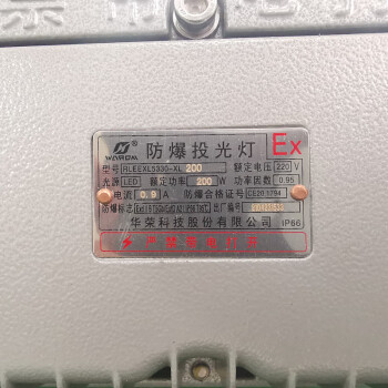 华荣 RLEEXL5330-XL200 200W、IIB、220V、5500K左右、LED 防爆投光灯 1.00 盏/套 (计价单位：套) 灰色