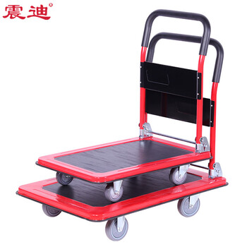 震迪钢制手推车货物小推车仓库小拖车可定制SD0594五寸轻音轮搬运车
