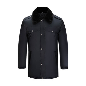 者也 短款保安大衣男加厚棉衣黑色棉袄女防寒棉服冬季执勤工作服劳保服 短款棉服 中码【175-180】