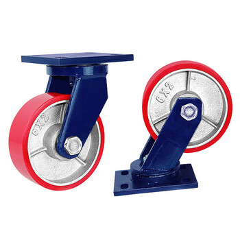 海斯迪克 HKT-12 超重型轮子 PU轮手推车轻音脚轮 定向轮5*2寸(载重600KG)