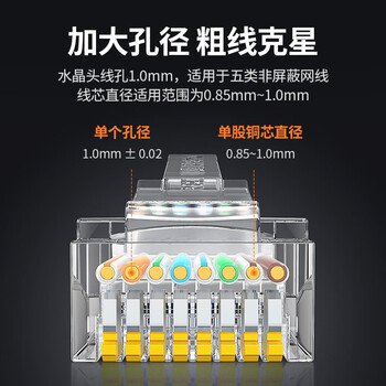 绿联（UGREEN） 超五类网线水晶头 超5类千兆网络接头 镀金工程级RJ45电脑网线连接器 CAT5E非屏蔽水晶头50个